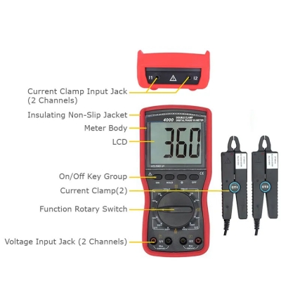 TesterMeter-ETCR4000 High Precision Handheld Double Clamp Digital Phase Voltmeter
