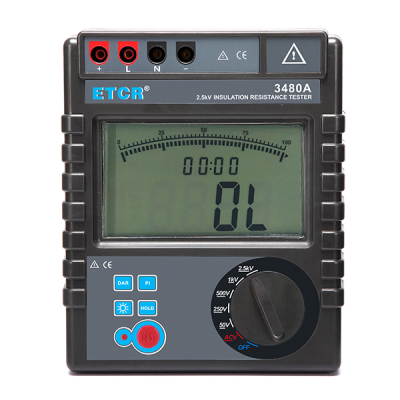 TesterMeter-ETCR3480A Insulation Resistance Tester,0.1MΩ～200GΩ/2500V/DAR/PI Megger,megaohmmeter-Xtester.cn