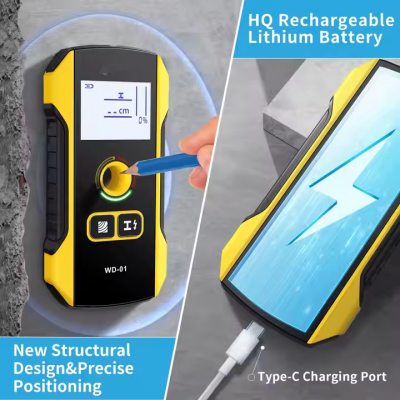 Testermeter-WD-01 Metal Detector Wall Scanner with Newly Designed Positioning Hole for AC Live Cable Wires Metal Wood Stud Find