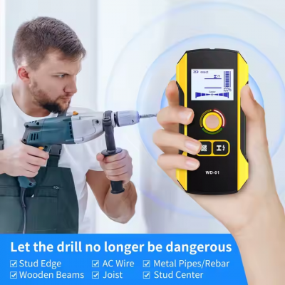 Testermeter-WD-01 Metal Detector Wall Scanner with Newly Designed Positioning Hole for AC Live Cable Wires Metal Wood Stud Find