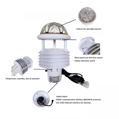 Testermeter-Cheap Integrated Smart Sensor Ultrasonic Hidden Probe Wind Speed/Direction IR rainfall Weather Station with Lorawan Collector