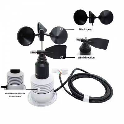 Testermeter-CE Small Wind Speed and Direction Anemometer Air Temperature Humidity Pressure Weather Station With 5 Outdoor Weather Sensors