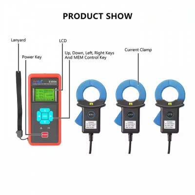 Testermeter-ETCR8300A Highly Accurate and Anti-Interference Three Channel Clamp Current Tester