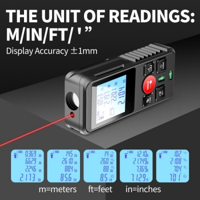 Testermeter- DC1-120 Digital Laser Infrared Rangefinder with 1.8 Inch LCD Display for Distance Area Volume and Pythagorean