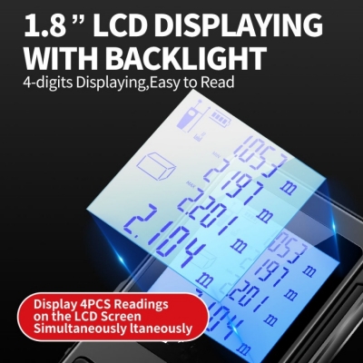 Testermeter- DC1-120 Digital Laser Infrared Rangefinder with 1.8 Inch LCD Display for Distance Area Volume and Pythagorean