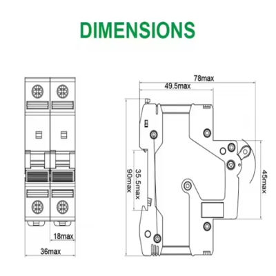 Testermeter-SCB8-125DC-50/60hz c Curve Mini Double Pole Mcb 125a 63 Amp Dc Mcb 2p 32a Circuit Protector Breakers