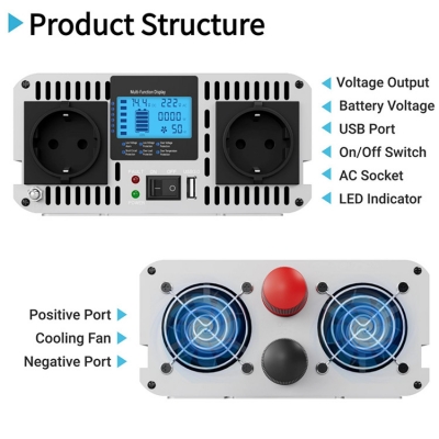 Testermeter-Frequency Inverter 12V 220V 6000 Watt Inverter Inversor 24V 2000w Pure Sine Wave Inverter 6000w