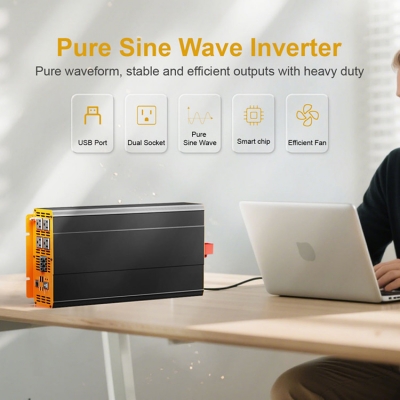 Testermeter-Pure Sine Wave Power Inverter 1KW ~8KW 12V24V DC to 110V AC Converter for Car RV Solar Home  ETL Certified