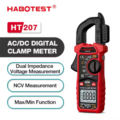 Testermeter-Habotest HT207A 2000 Counts Digital Clamp Meter AC DC Voltage and Current Electrical Installation and Maintenance